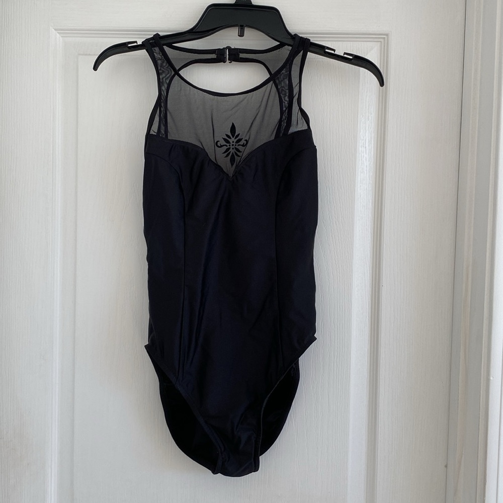 Jantzen One Piece Black swimsuit with Built in bra. Sheer mesh front 12 - Picture 2 of 7